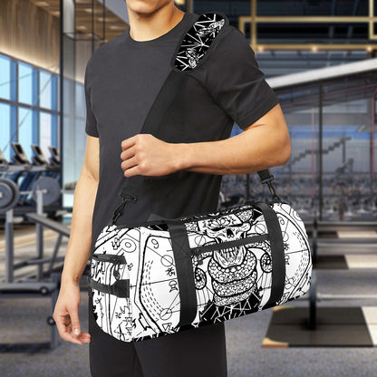 Black And White Demon Wicca Print Gym Bag