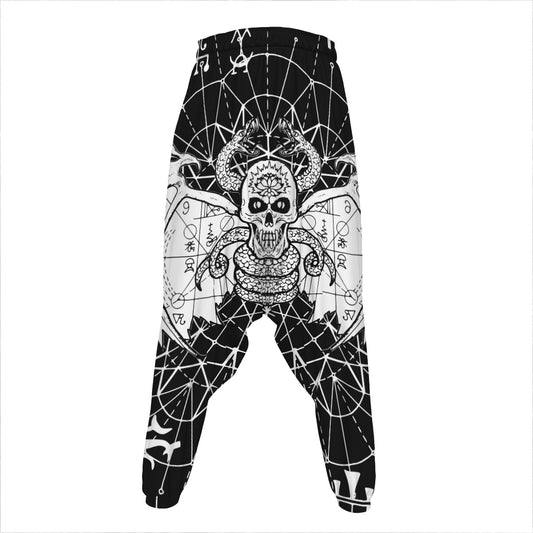 Black And White Demon Wicca Print Hammer Pants