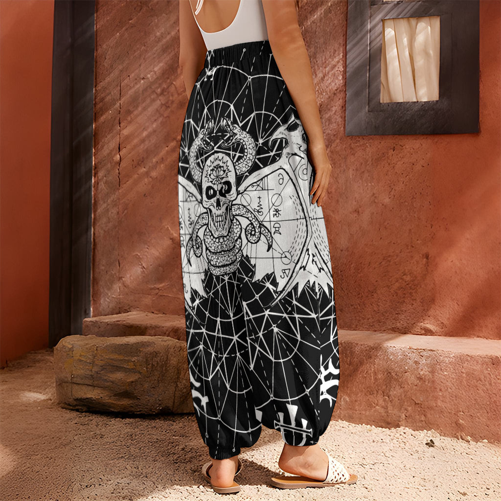 Black And White Demon Wicca Print Harem Pants