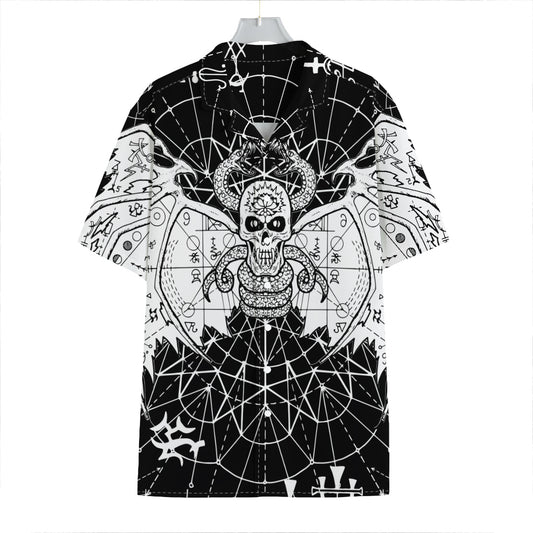 Black And White Demon Wicca Print Hawaiian Shirt