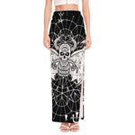 Black And White Demon Wicca Print High Slit Maxi Skirt