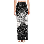 Black And White Demon Wicca Print High Slit Maxi Skirt