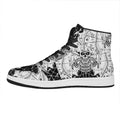 Black And White Demon Wicca Print High Top Leather Sneakers