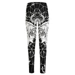 Black And White Demon Wicca Print High-Waisted Pocket Leggings
