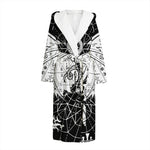 Black And White Demon Wicca Print Hooded Bathrobe