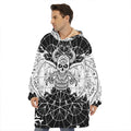 Black And White Demon Wicca Print Hoodie Blanket