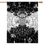 Black And White Demon Wicca Print House Flag