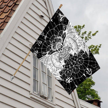 Black And White Demon Wicca Print House Flag