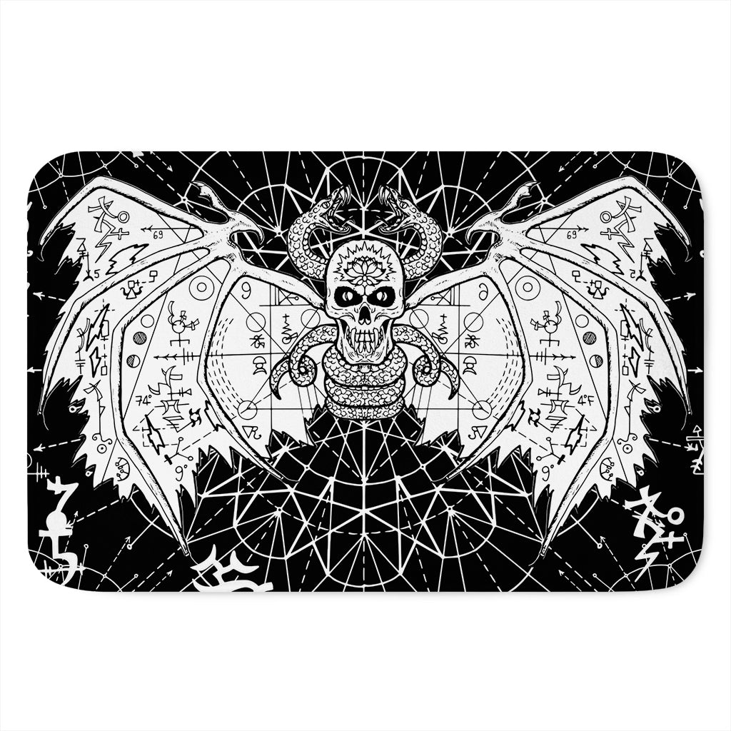 Black And White Demon Wicca Print Indoor Door Mat