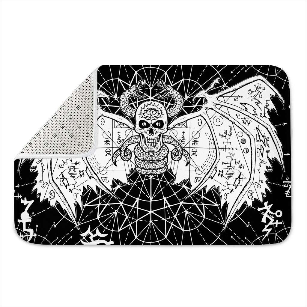 Black And White Demon Wicca Print Indoor Door Mat