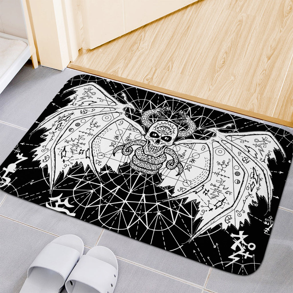 Black And White Demon Wicca Print Indoor Door Mat