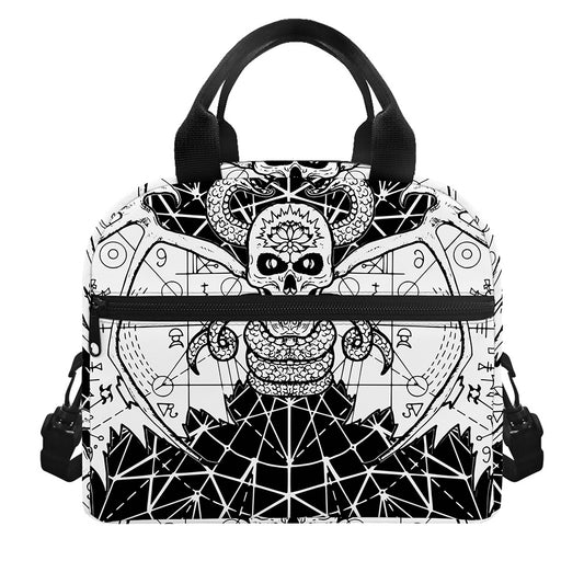 Black And White Demon Wicca Print Insulated Lunch Bag