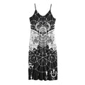 Black And White Demon Wicca Print Jersey Midi Cami Dress