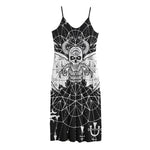 Black And White Demon Wicca Print Jersey Midi Cami Dress