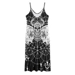 Black And White Demon Wicca Print Jersey Midi Cami Dress