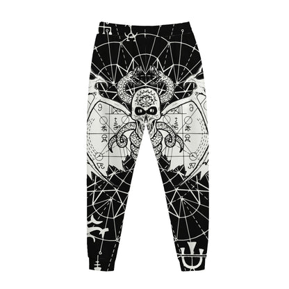 Black And White Demon Wicca Print Jogger Pants