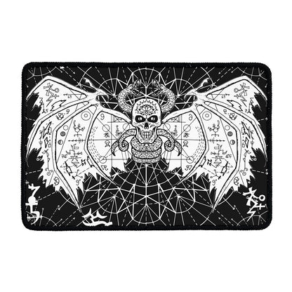Black And White Demon Wicca Print Kitchen Mat