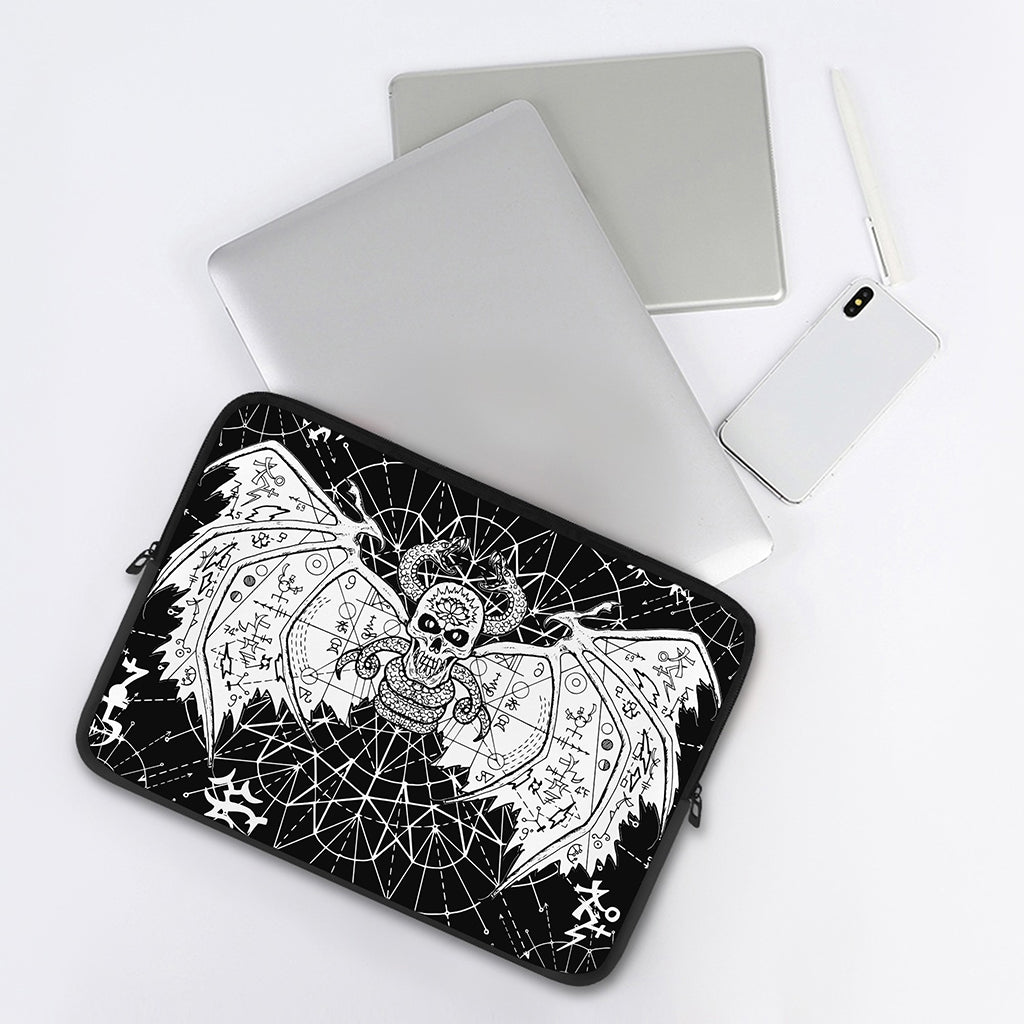 Black And White Demon Wicca Print Laptop Sleeve