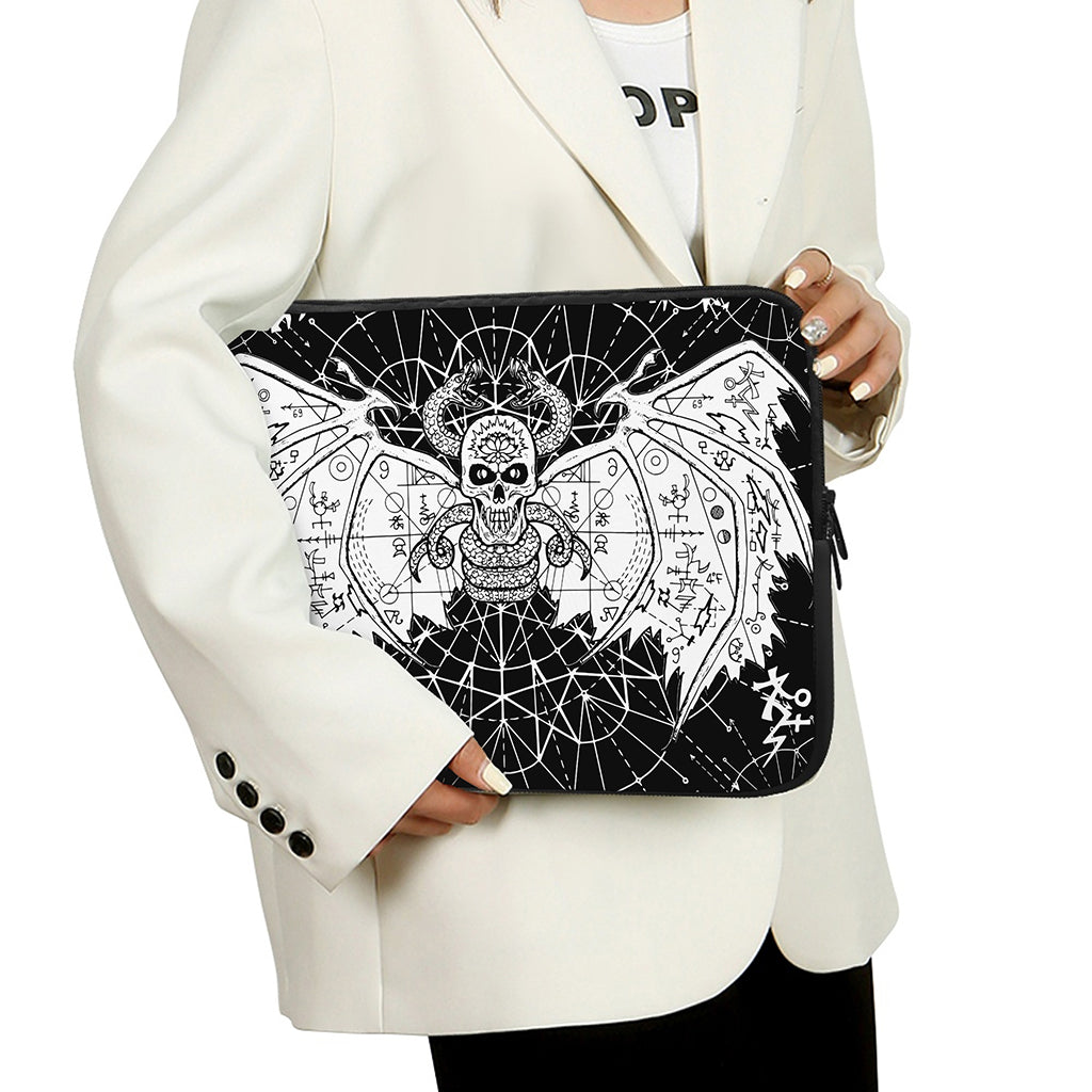 Black And White Demon Wicca Print Laptop Sleeve