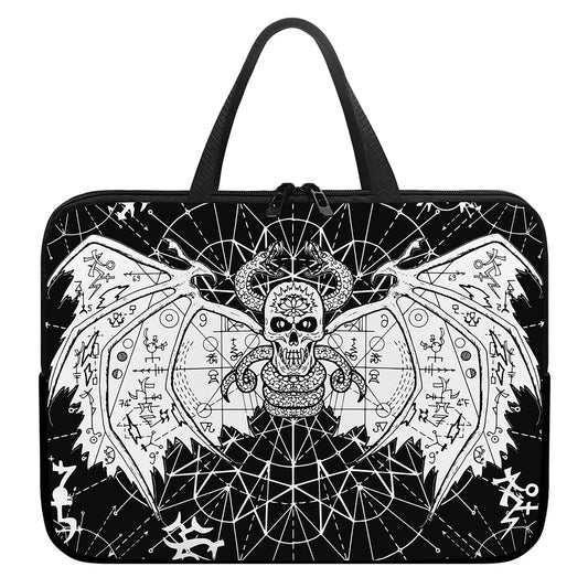 Black And White Demon Wicca Print Laptop Sleeve With Handle