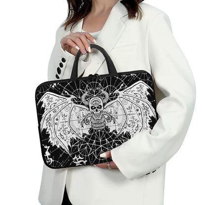 Black And White Demon Wicca Print Laptop Sleeve With Handle