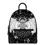 Black And White Demon Wicca Print Leather Backpack