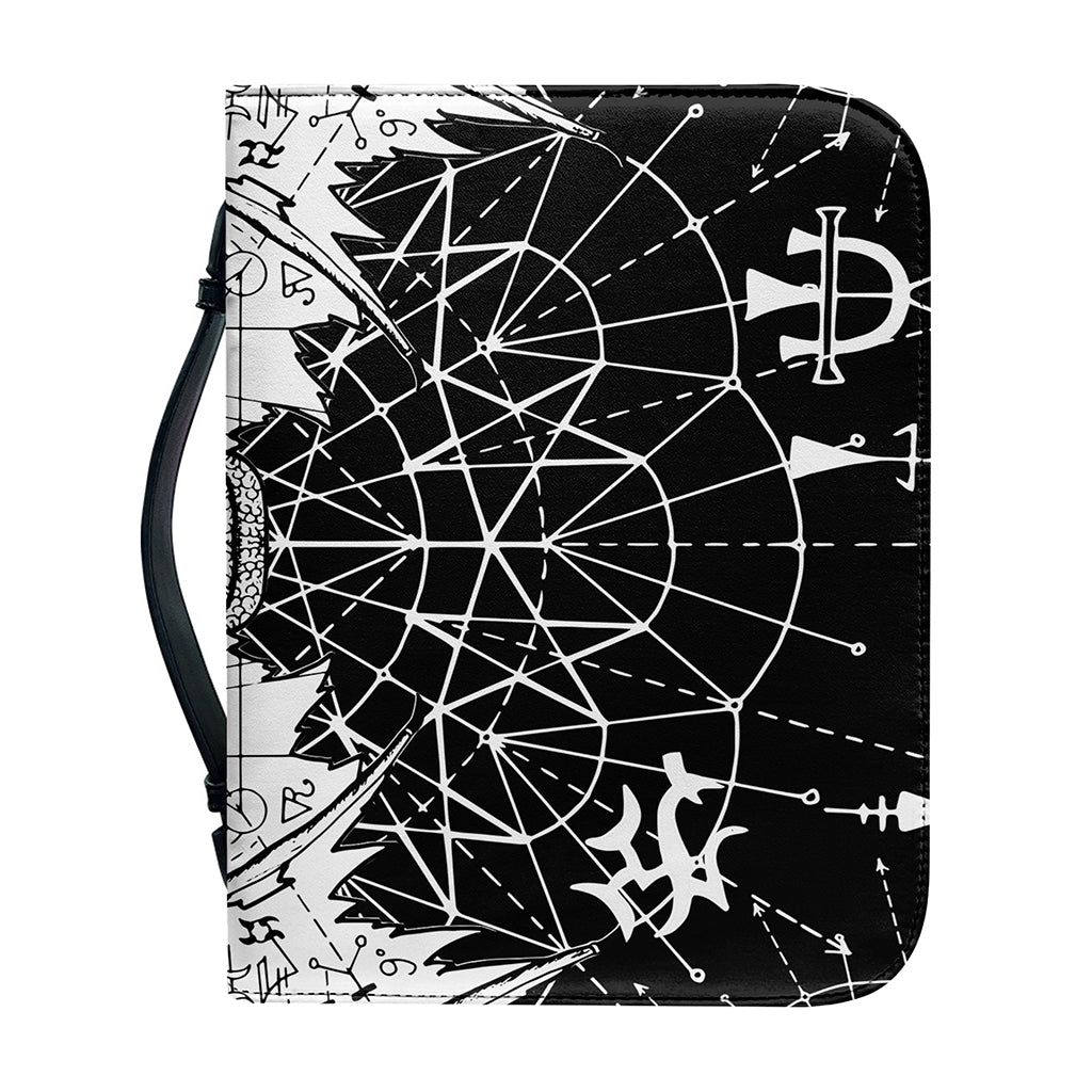 Black And White Demon Wicca Print Leather Bible Cover
