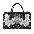 Black And White Demon Wicca Print Leather Duffel Bag