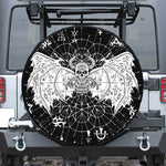 Black And White Demon Wicca Print Leather Spare Tire Cover