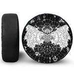 Black And White Demon Wicca Print Leather Spare Tire Cover