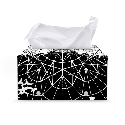 Black And White Demon Wicca Print Leather Tissue Box Cover