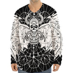 Black And White Demon Wicca Print Long Sleeve Baseball Jersey