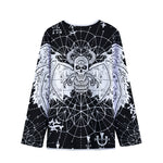 Black And White Demon Wicca Print Long Sleeve Short Coat