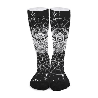 Black And White Demon Wicca Print Long Socks