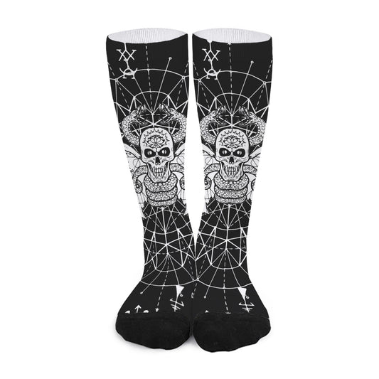 Black And White Demon Wicca Print Long Socks