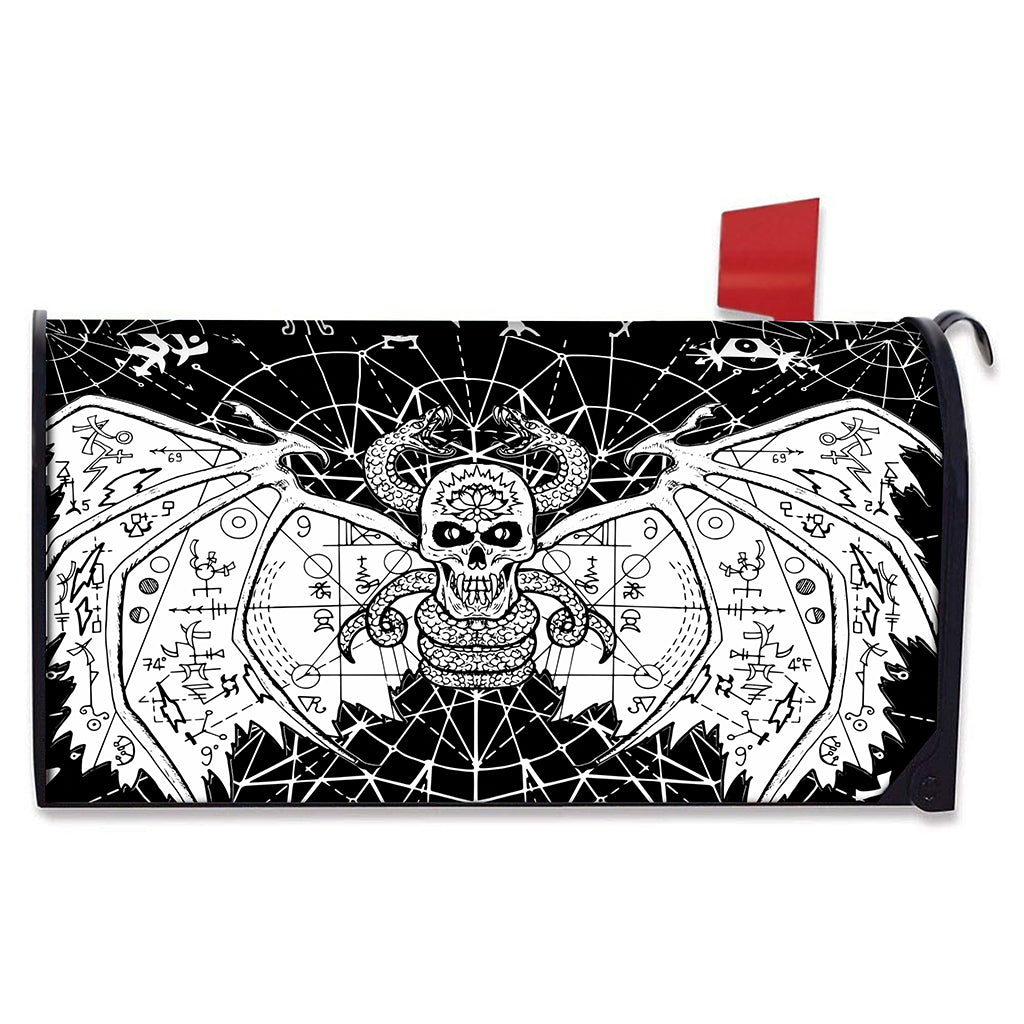 Black And White Demon Wicca Print Mailbox Cover