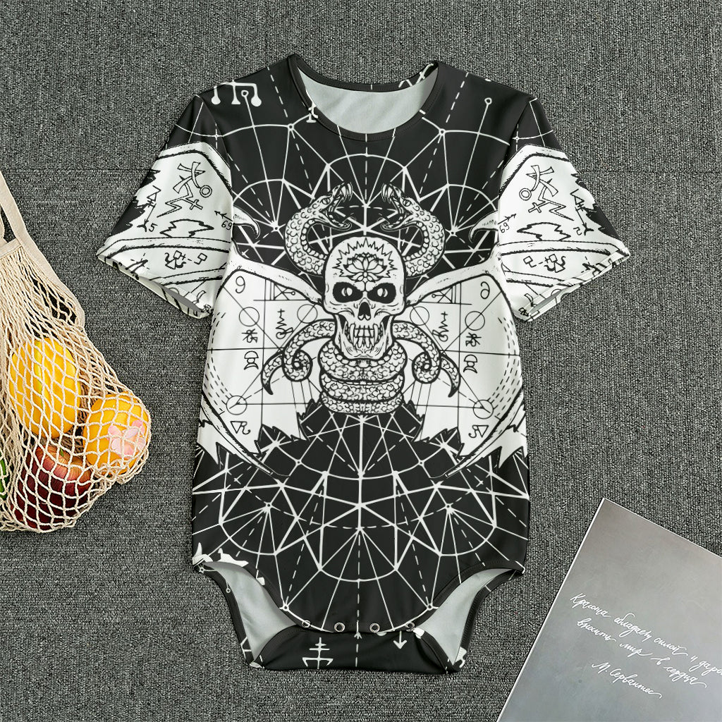 Black And White Demon Wicca Print Men's Bodysuit