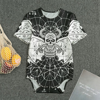 Black And White Demon Wicca Print Men's Bodysuit
