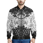 Black And White Demon Wicca Print Men's Bomber Jacket