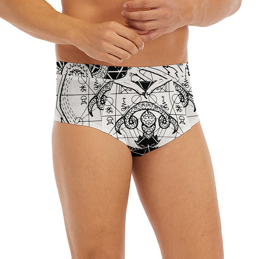Black And White Demon Wicca Print Men's Briefs