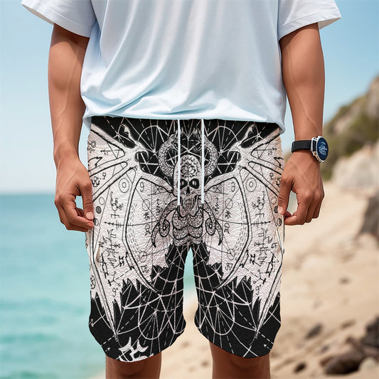 Black And White Demon Wicca Print Men's Cargo Shorts
