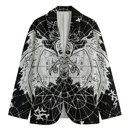 Black And White Demon Wicca Print Men's Cotton Blazer