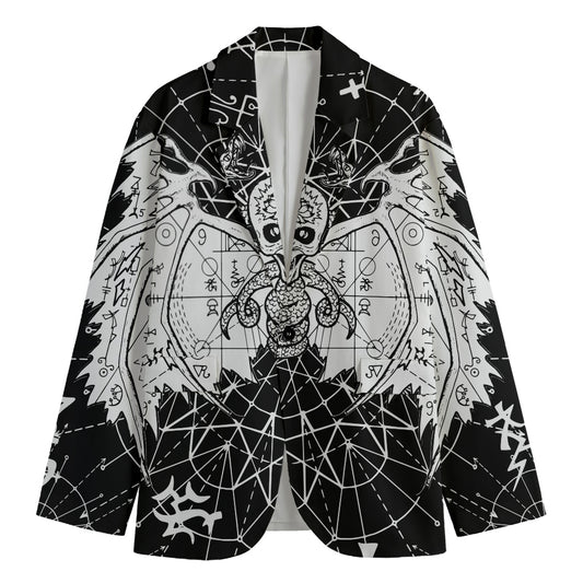 Black And White Demon Wicca Print Men's Cotton Blazer