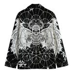 Black And White Demon Wicca Print Men's Cotton Blazer