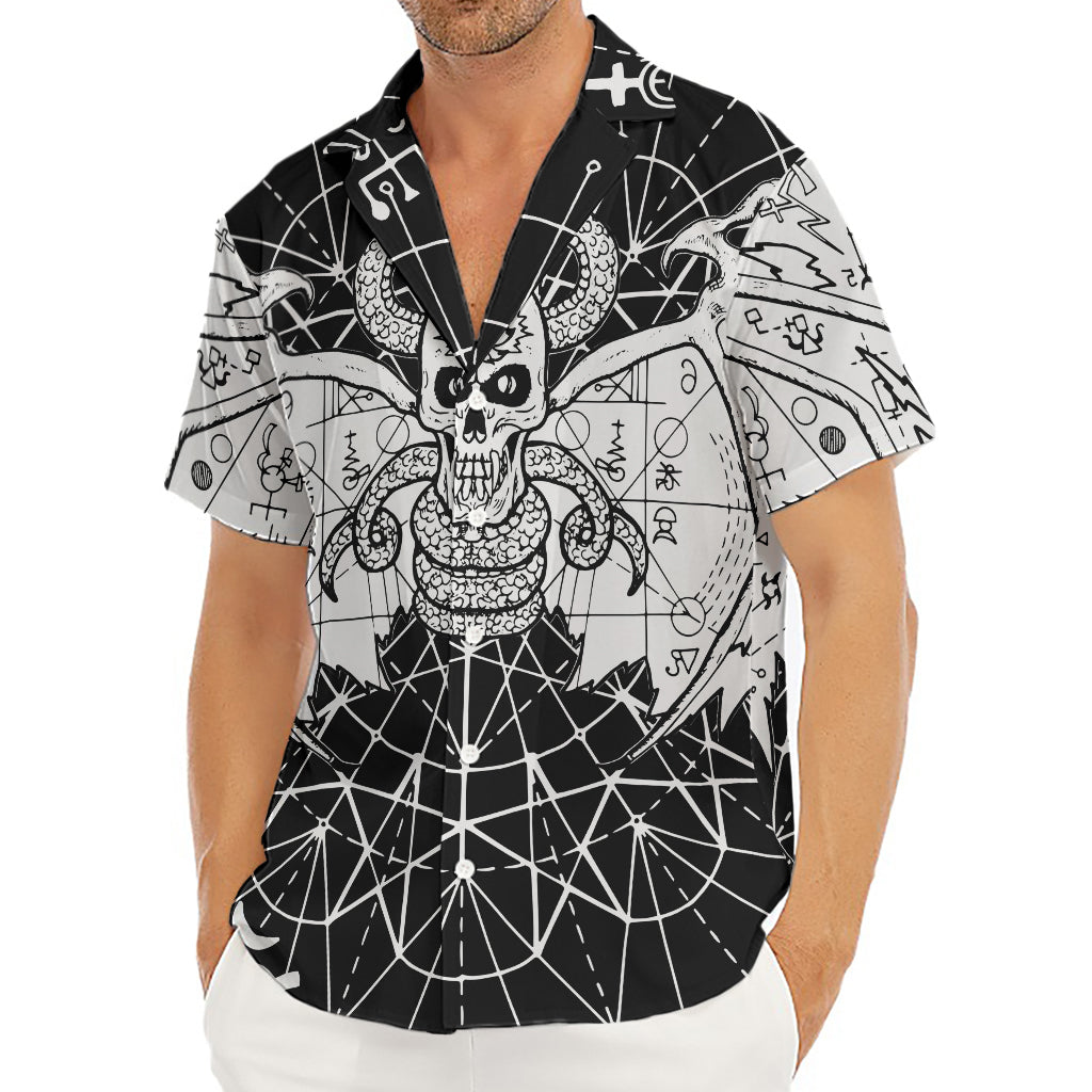 Black And White Demon Wicca Print Men's Deep V-Neck Shirt
