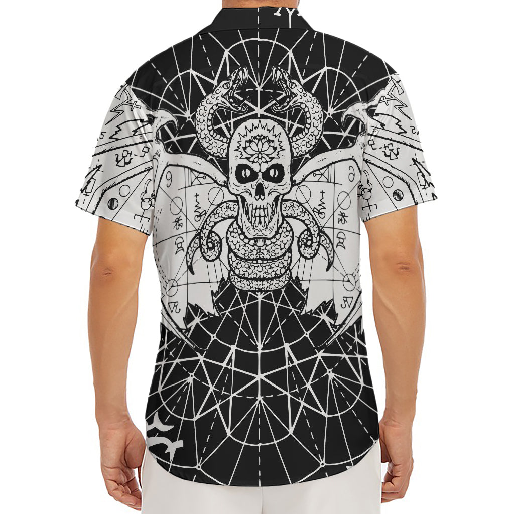 Black And White Demon Wicca Print Men's Deep V-Neck Shirt