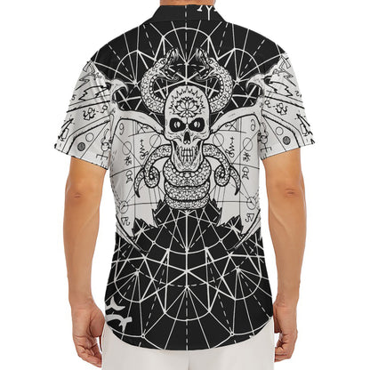 Black And White Demon Wicca Print Men's Deep V-Neck Shirt