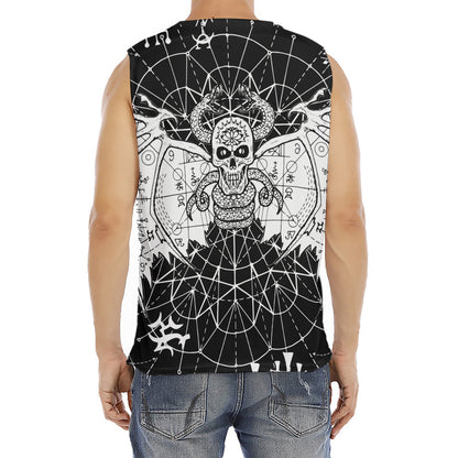 Black And White Demon Wicca Print Men's Fitness Tank Top