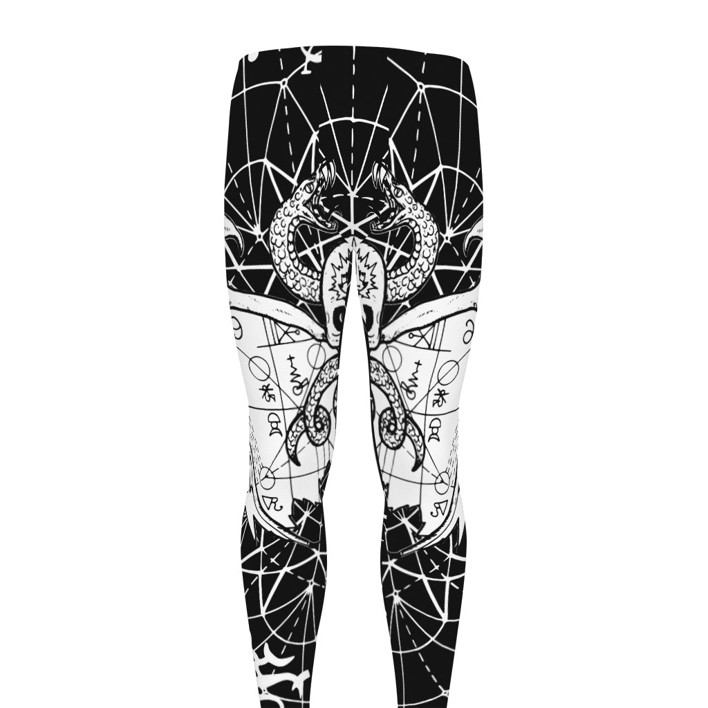 Black And White Demon Wicca Print Men's leggings