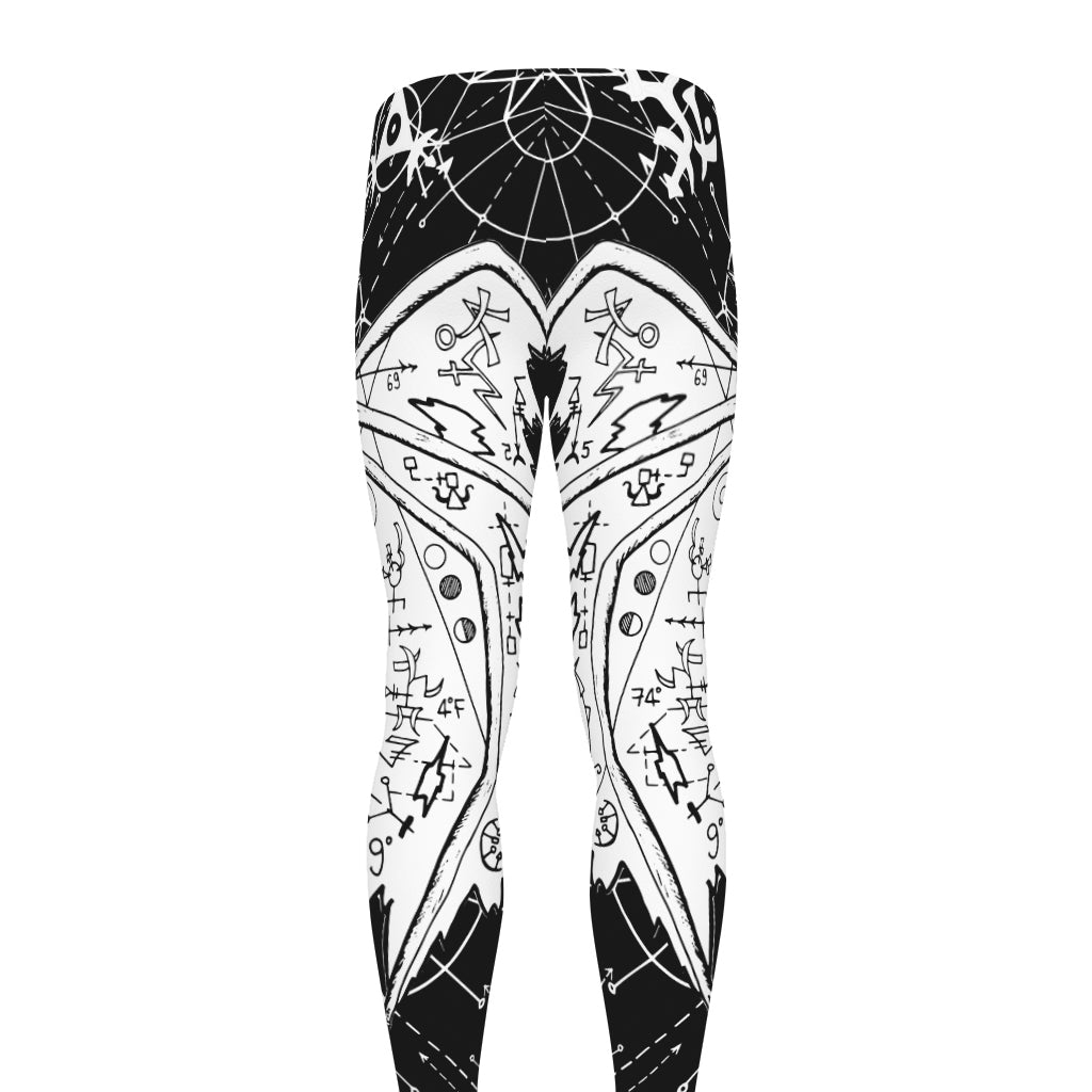 Black And White Demon Wicca Print Men's leggings